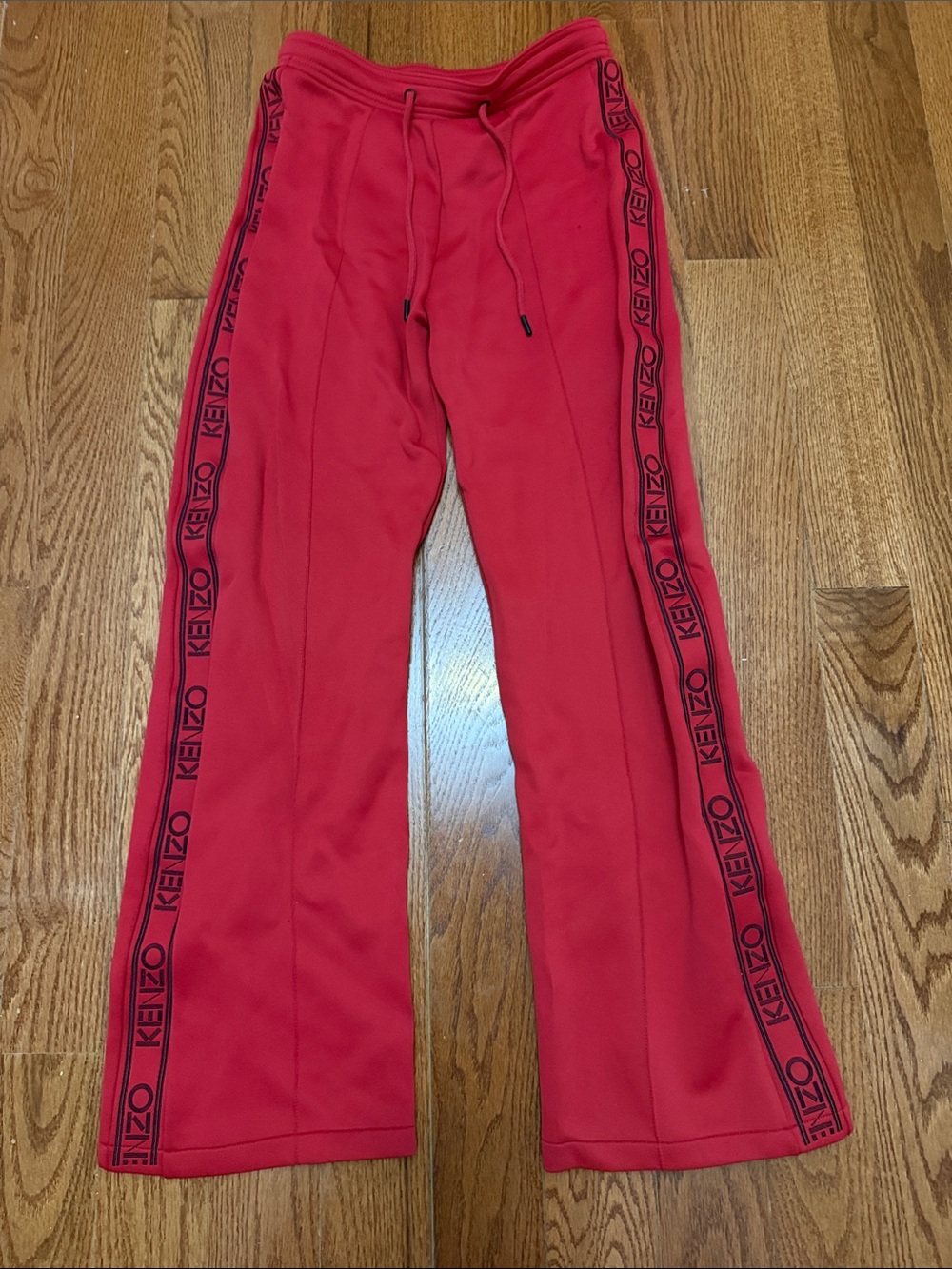 Authentic Kenzo Red Sweatpants with Black Logo Tape Size XS